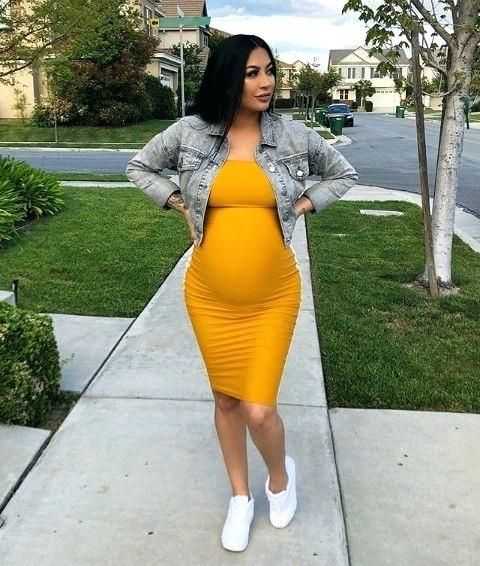 Designarche YELLOW Bodycon Maternity Wear Dress