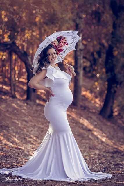 White Maternity One Shoulder Dress