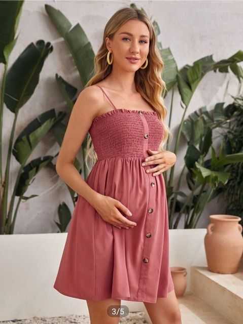 Crispy Pink Maternity Short Dress