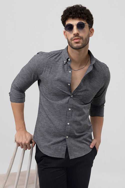Sprauncy Charcoal Grey Linen Shirt | Relove