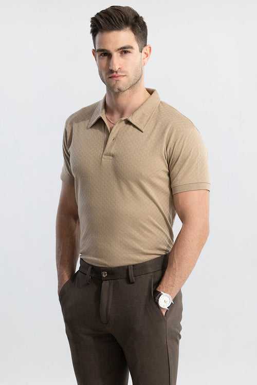 Pixicle Beige Polo T-Shirt | Relove
