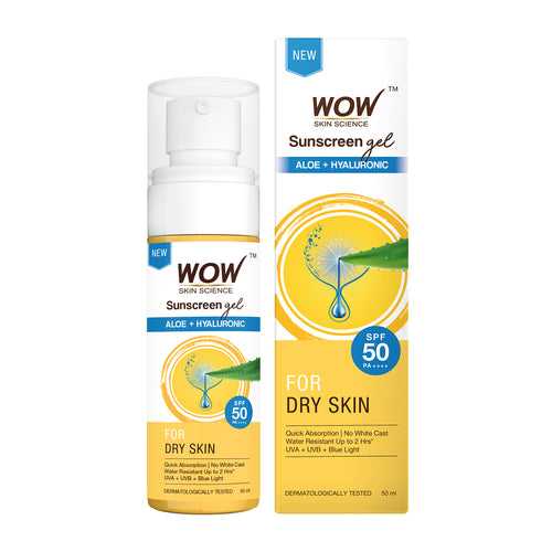Sunscreen Gel For Dry Skin | SPF 50 PA++++ | Aloe Vera & Hyaluronic | UVA & UVB Protection | 50 ml