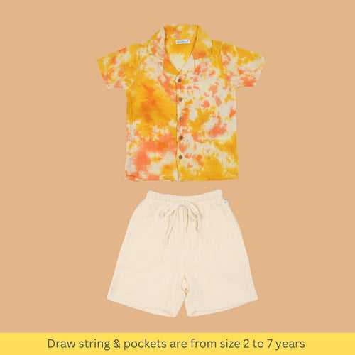 Cotton Collar Shirt with Short for Kids | Multicolour