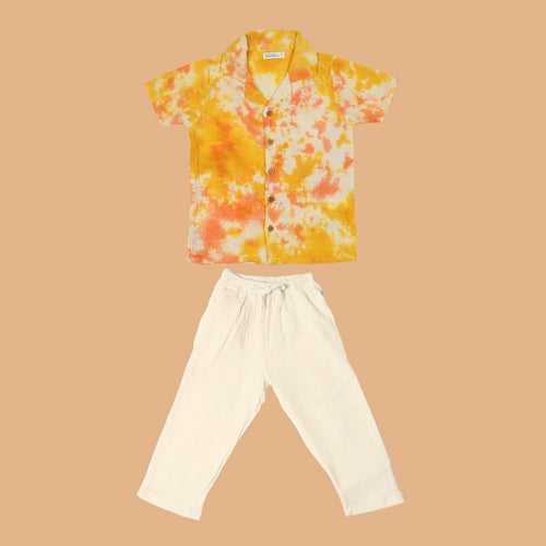 Cotton Collar Shirt with Pant for Kids | Multicolour