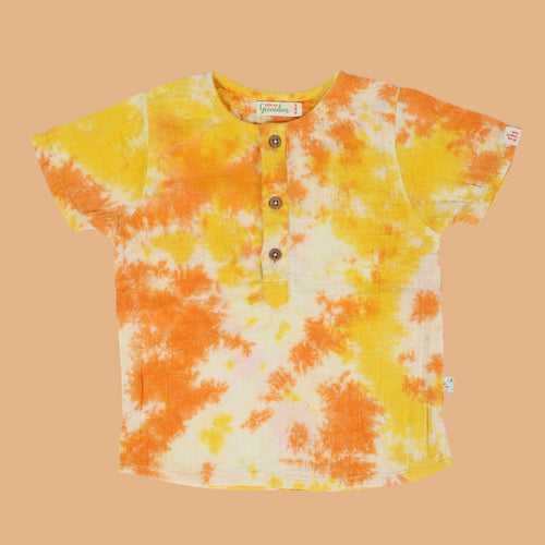 Cotton Kurta Shirt for Kids | Yellow & Orange