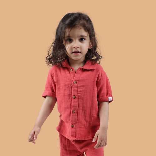 Cotton Collar Shirt for Kids | Nobel Red