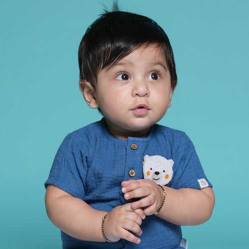 Cotton Shirt for Kids | Greek Blue