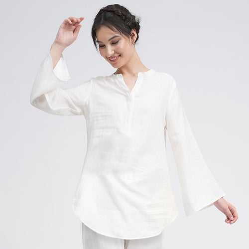 Linen Top for Women | Cream | Full Sleeves