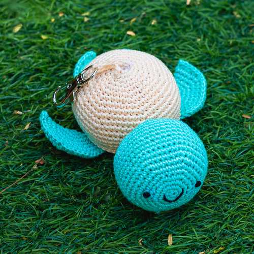 Crochet Charm Keychain | Turtle | Green & Beige