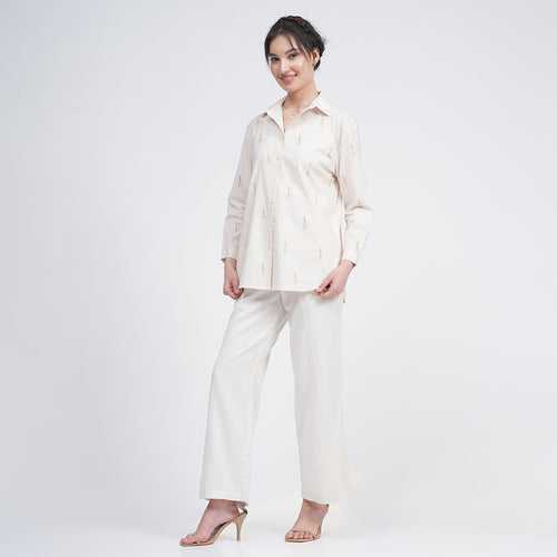 Organic Cotton Shirt for Women | Cream | Block Printed