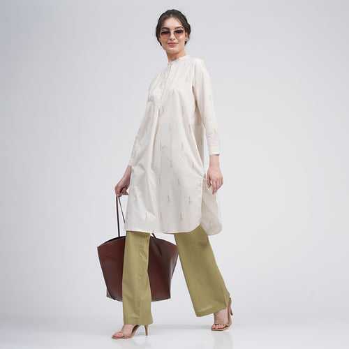 Organic Cotton Tunic for Women | Block Printed | Cream