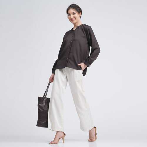 Linen Modal Co Ord Set for Women | Brown & Cream