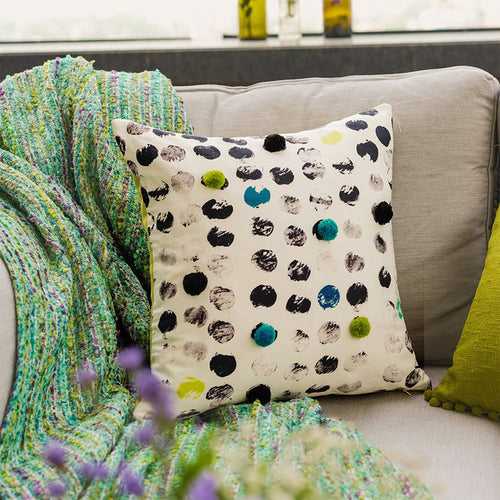 Polka Cotton Cushion Cover | Turquoise | 16 x 16 Inches