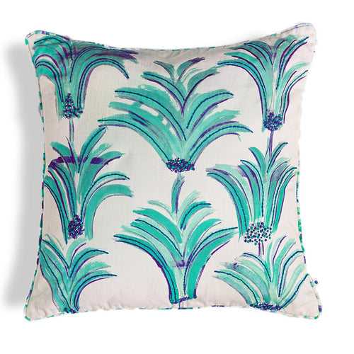 Sprig Cotton Cushion Cover | Turquoise | 20 x 20 Inches