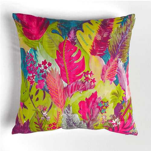 Cotton Cushion Cover | Wilderness | Fuchsia Pink | 20 x 20 Inches