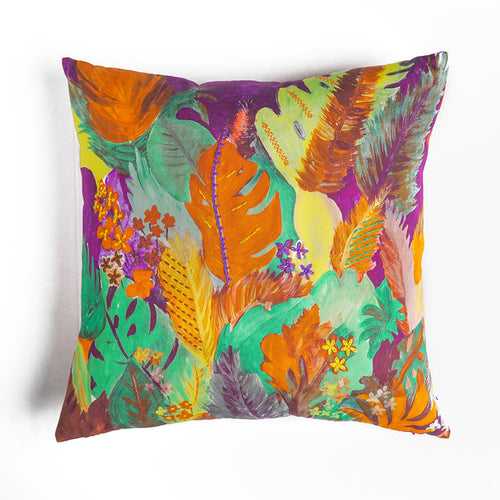 Cotton Cushion Cover | Wilderness | Tangerine | 20 x 20 Inches