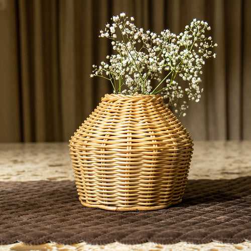 Handwoven Rattan Wicker Vase | Beige | Mini - Large