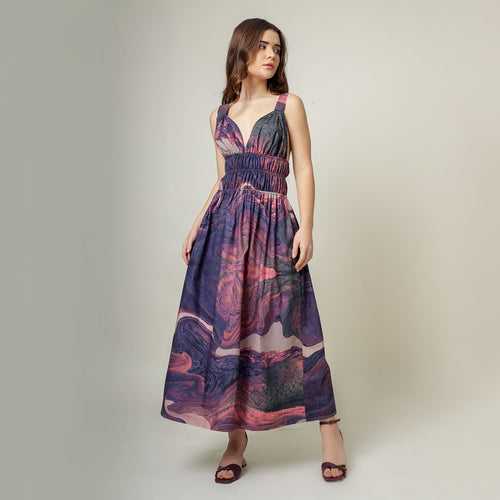 Upcycled Cotton Maxi Dress for Women | Purple