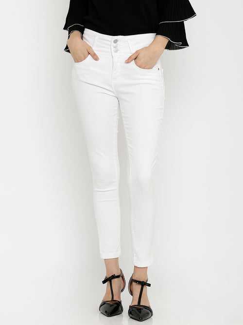 Women White Super High-Rise Slim Fit Jeans