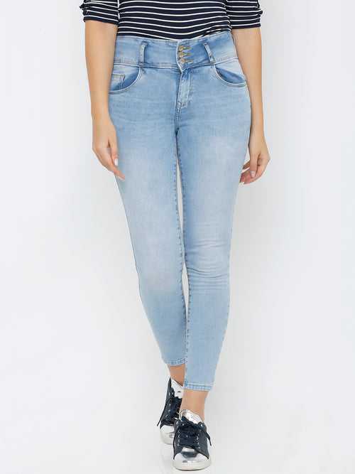 Women Blue High-Rise Skinny Jeans