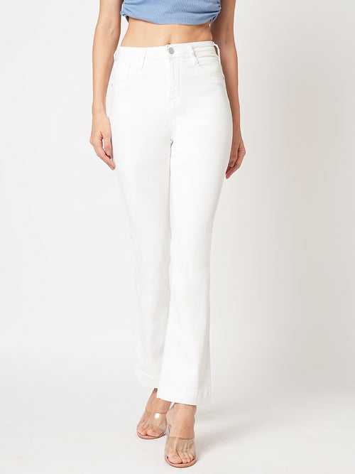 Women High-Rise Mini Flare Jeans