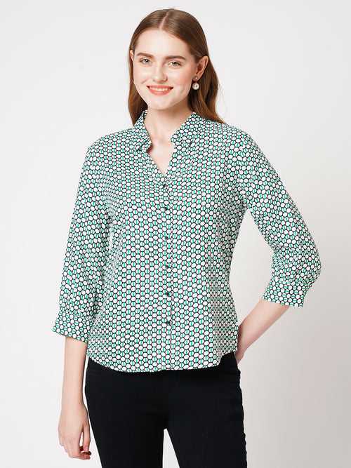 Women Geometric Print Slim Fit Casual Shirt