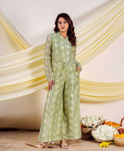 Meadow Green Chanderi Jumpsuit