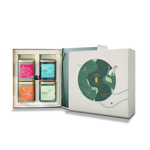 Organic Assorted Variety Tea Gift Set | 2 Herbal Teas, 2 Green Teas 300g | Energy and Balance Gift Box