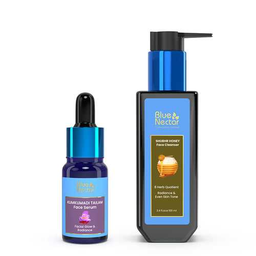 Kumkumadi Tailam Face Serum and Honey Face wash for Brightening & Glowing Skin