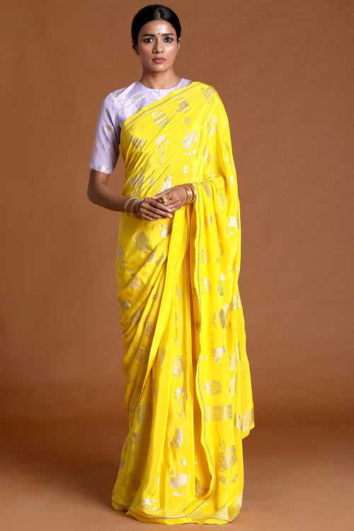 Lemon Yellow All Star Saree