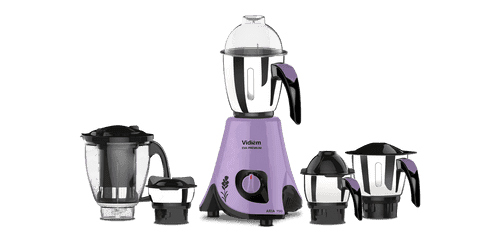 Vidiem Mixer Grinder 556 A (Lavender with Black) | 750 watt Mixer Grinder with 5 Jars in-1 Juicer mixer | Leakproof Jars with self-lock for wet & dry spices, chutneys & Curries | 5 Years Warranty