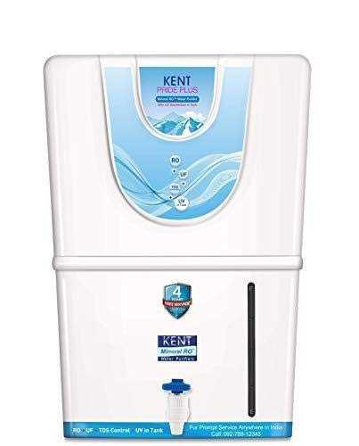 KENT Pride Plus RO+UF Water Purifier | Patented Mineral RO Technology | RO + UF + TDS Control + UV In-tank | 15 LPH Output | 8L Storage |
