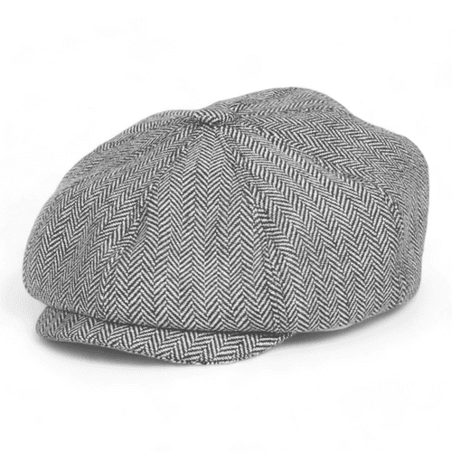 Chokore Herringbone Vintage Baker Boy Cap (Black & White)