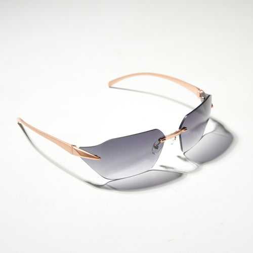 Chokore Rimless Wrap-around Sunglasses (Gray)