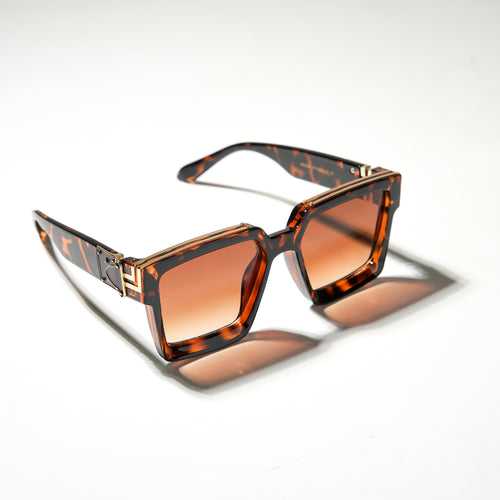 Chokore Oversized Stripes Square Sunglasses (Brown)