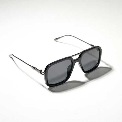 Chokore Square Sunglasses with Metal Temple (Black)