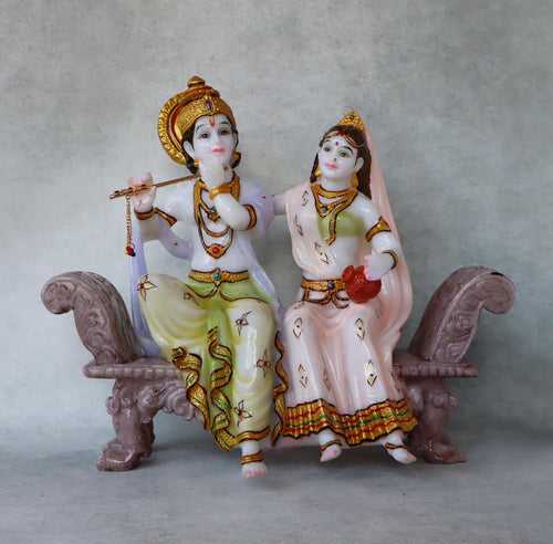 Lord Krishna & Radha On Bench Pastel Series by Satgurus