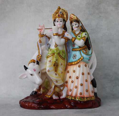 Radha Krishna With Cow Idol Pastel Series by Satgurus