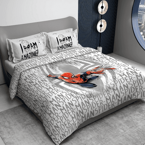 Marvel Spiderman Digital Printed Cotton Bedsheet with 2 Pillow Covers in 300TC (Amazing)
