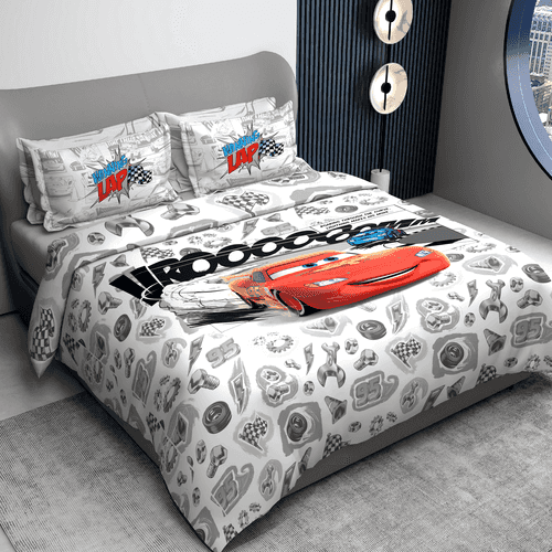 Disney Pixar Cars Digital Printed Cotton Bedsheet with 2 Pillow Covers in 300TC (Lap)