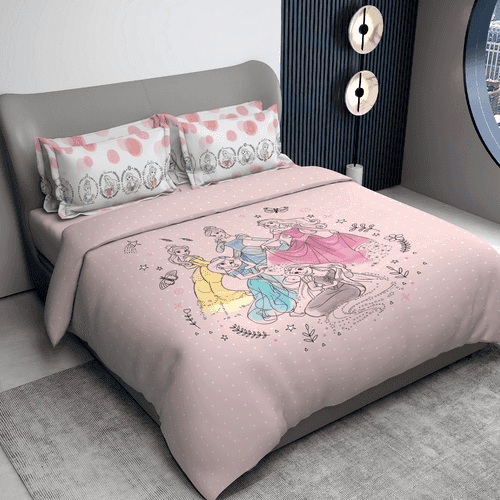 Disney Princess Digital Printed Cotton Bedsheet with 2 Pillow Covers in 300TC