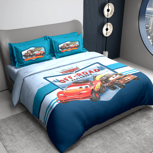 Disney Pixar Cars Digital Printed Cotton Bedsheet with 2 Pillow Covers in 300TC (Off Road)