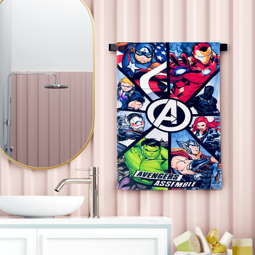 Avengers Cartoon Printed Hand Towels For Kids -40cmx60cm (Pack of 2)