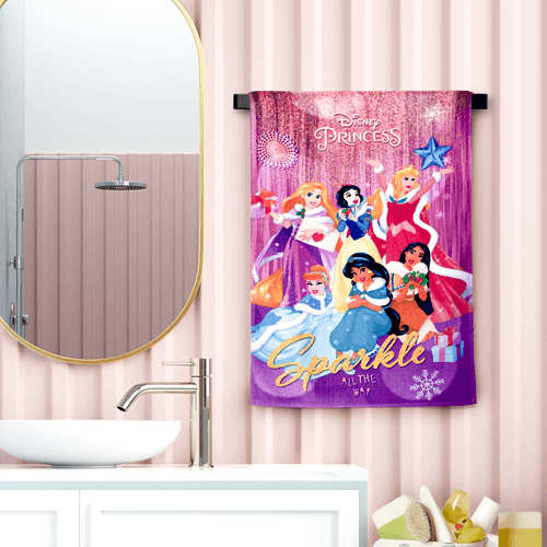 Disney Princess Cartoon Printed Hand Towels For Kids - 40cmx60cm (Pack of 2)