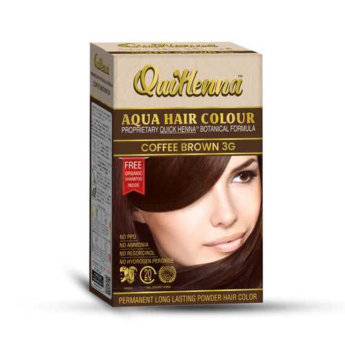 QuikHenna Aqua Safe Powder Hair Colour Coffee Brown 3G