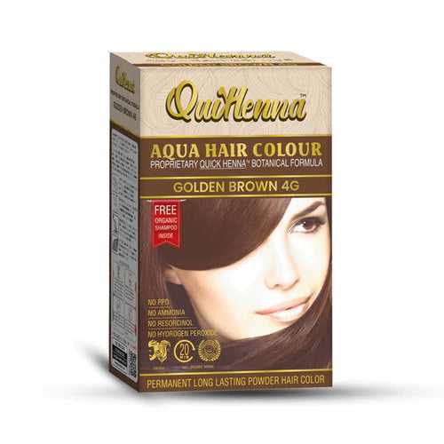 QuikHenna Aqua Safe Powder Hair Colour Golden Brown 4G