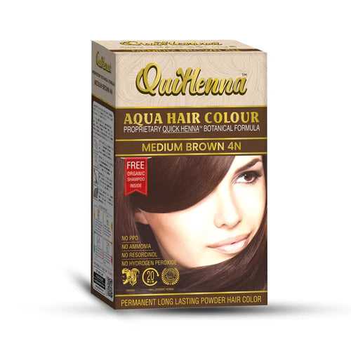 QuikHenna Aqua Safe Powder Hair Colour Medium Brown 4N