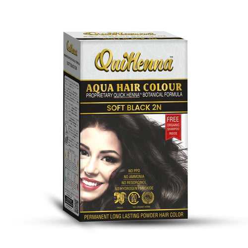QuikHenna Aqua Safe Powder Hair Colour Soft Black 2N