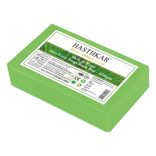 Hasthkar Handmades Soap Base Bar For Soap Making | Aloevera | Melt & Pour Clear Transparent Glycerine Soap base SLS & SLES Paraben Free 450Gm