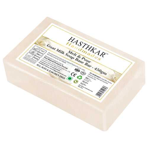Hasthkar Handmades Soap Base Bar For Soap Making Goat Milk Melt & Pour Clear Transparent Glycerine Soap base | SLS & SLES Paraben Free | 450Gm